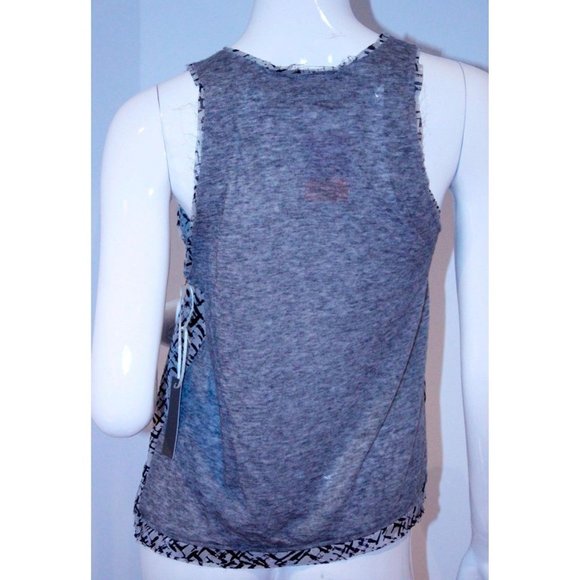 RORY BECA  Grey CONTRAST Tank TOP Racerback SILK Made in USA S - Picture 2 of 2